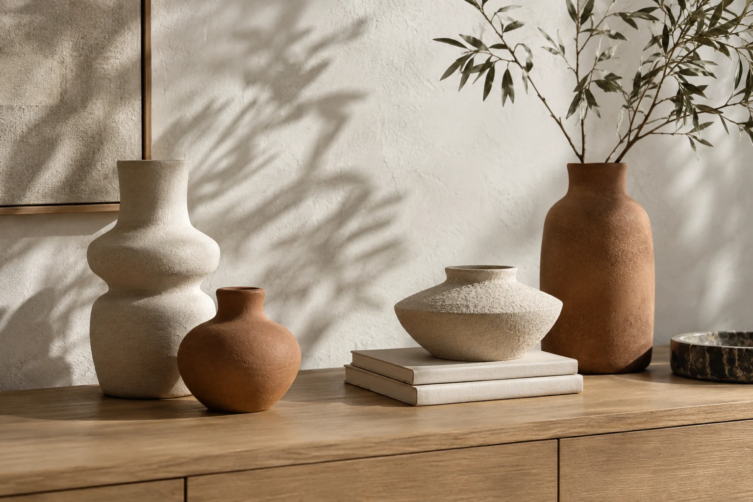 Arranging Clay Vases on the Table